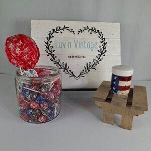 Warren Kimble Sakura Colonial American Flag Salt Pepper Shaker Vintage 1997‎